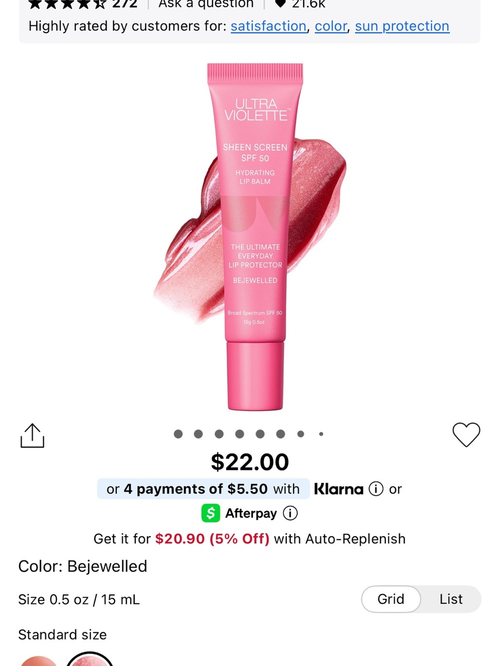 ULTRA VIOLETTE
Sheen Screen SPF 50 Hydrating Sunscreen Lip Balm